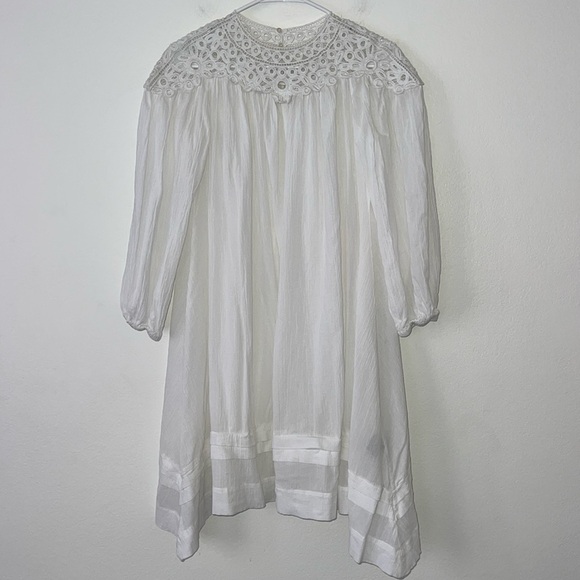 Isabel Etoile Marant Rita Asymmetric Embroidered White Sheer Dress Size 36 - Picture 2 of 11